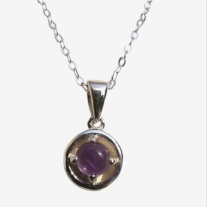 Amethyst & Sterling Silver Minimalist Pendant Necklace